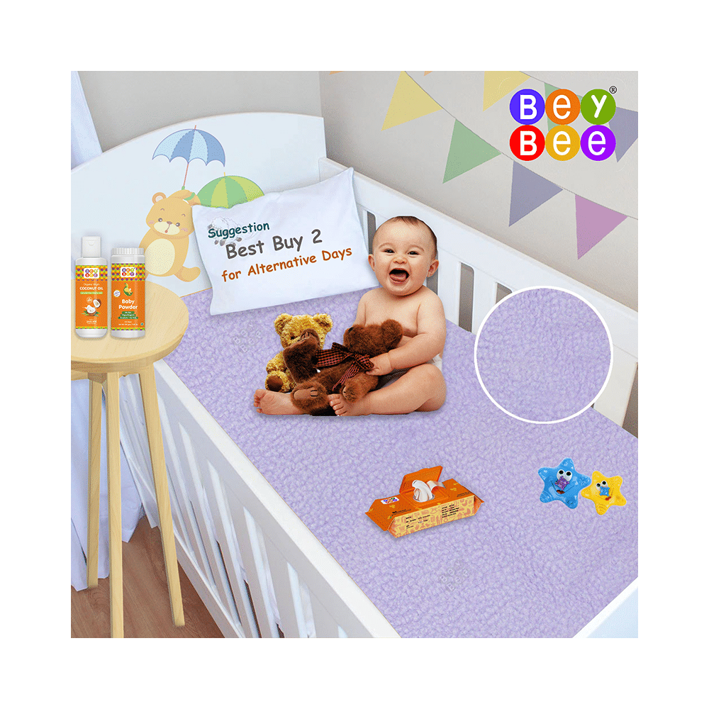 Bey Bee Waterproof Baby Bed Protector Dry Sheet for Toddlers (100cm X 70cm) Medium Purple - Image 2