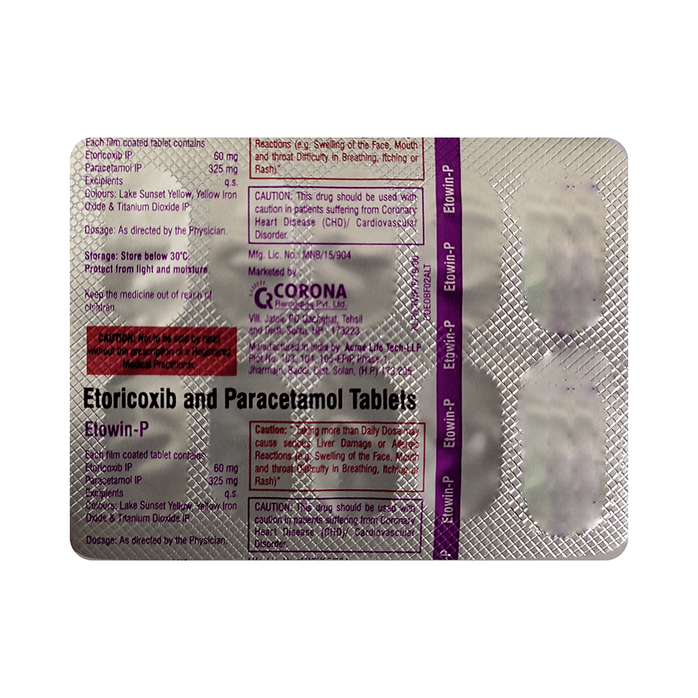 Etowin P 60mg/325mg Tablet - Image 4