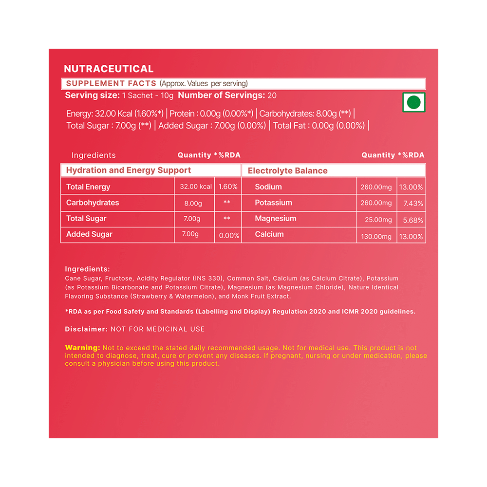 Wishnew Wellness Hydrafuel Replenish, Rehydrate & Energize with Potassium, Magnesium & Sodium Sachet (10gm Each) Sachet Strawberry & Watermelon - Image 7
