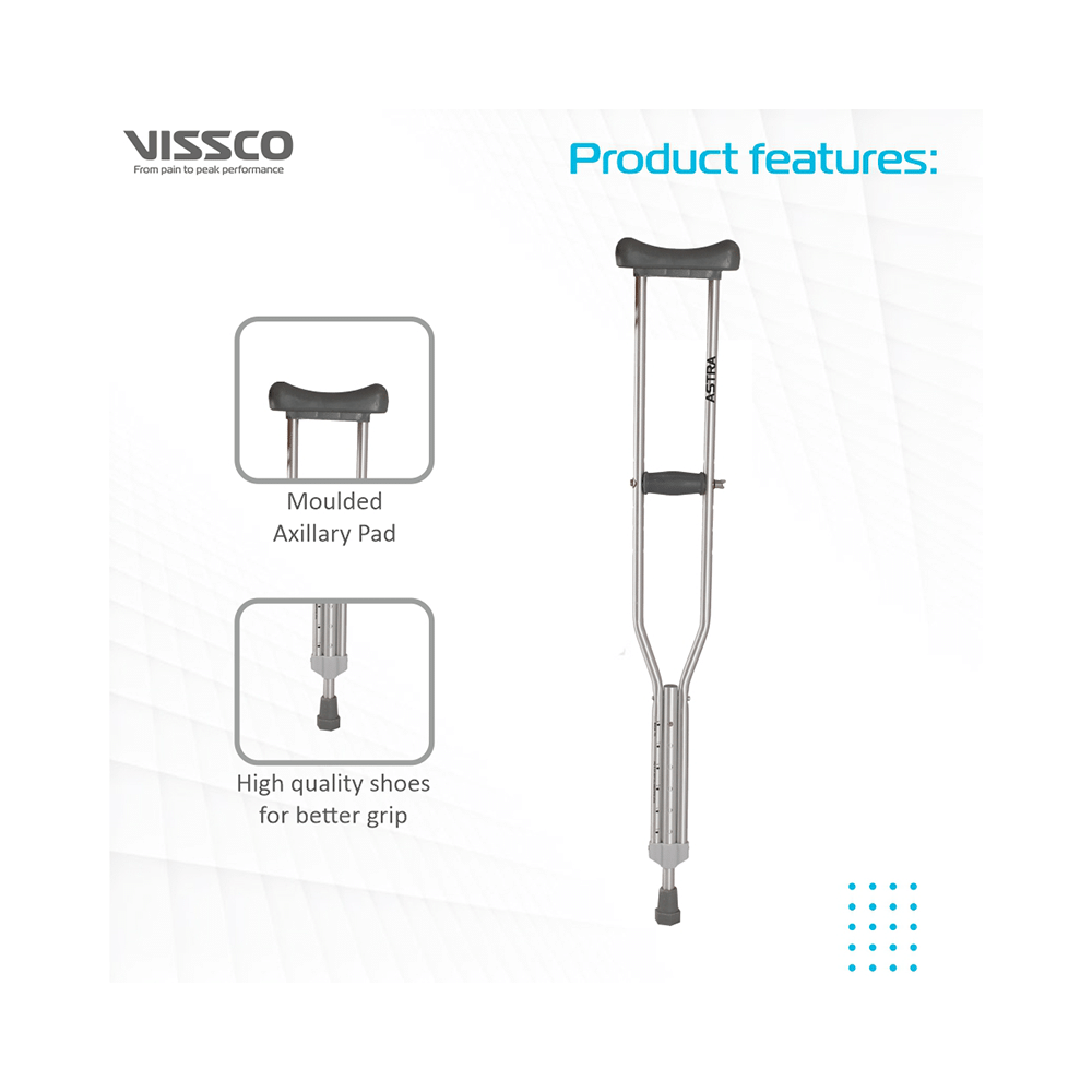 Vissco Under Arm Crutches With Adjustable Elbow Support & Height Adjustable Large - Image 4