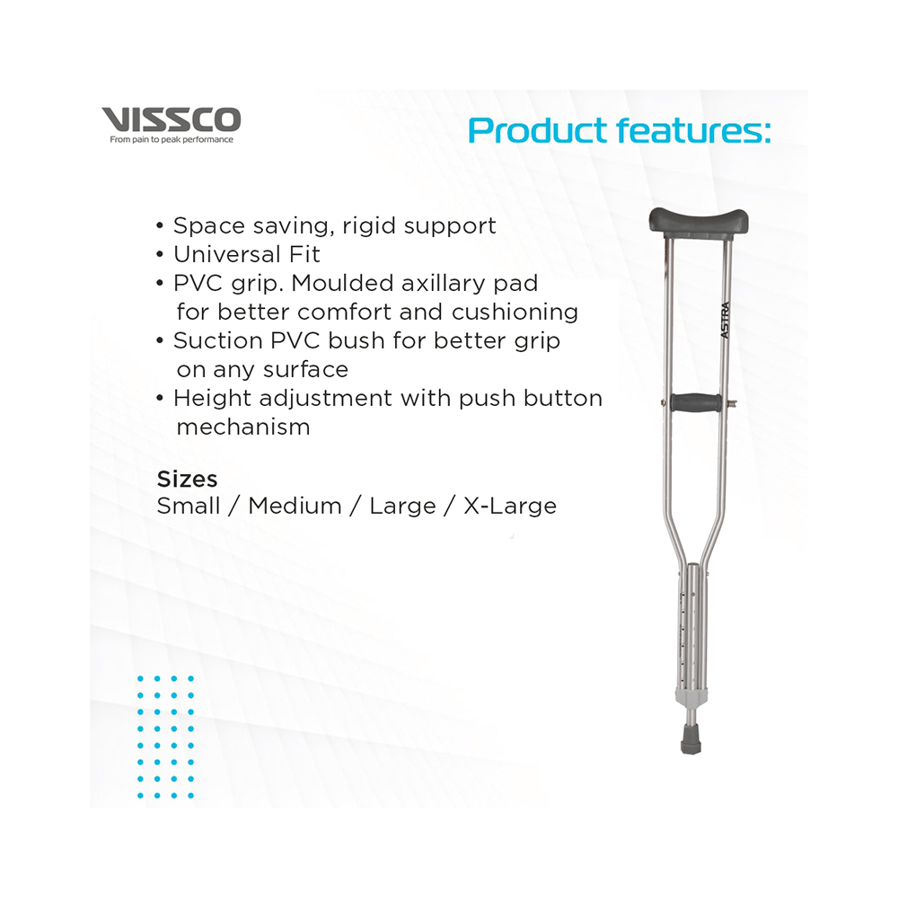 Vissco Under Arm Crutches With Adjustable Elbow Support & Height Adjustable Large - Image 2