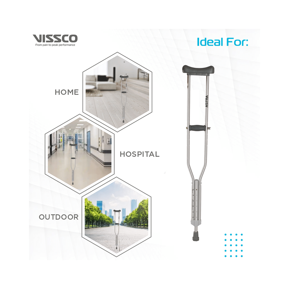 Vissco Under Arm Crutches With Adjustable Elbow Support & Height Adjustable Large - Image 5