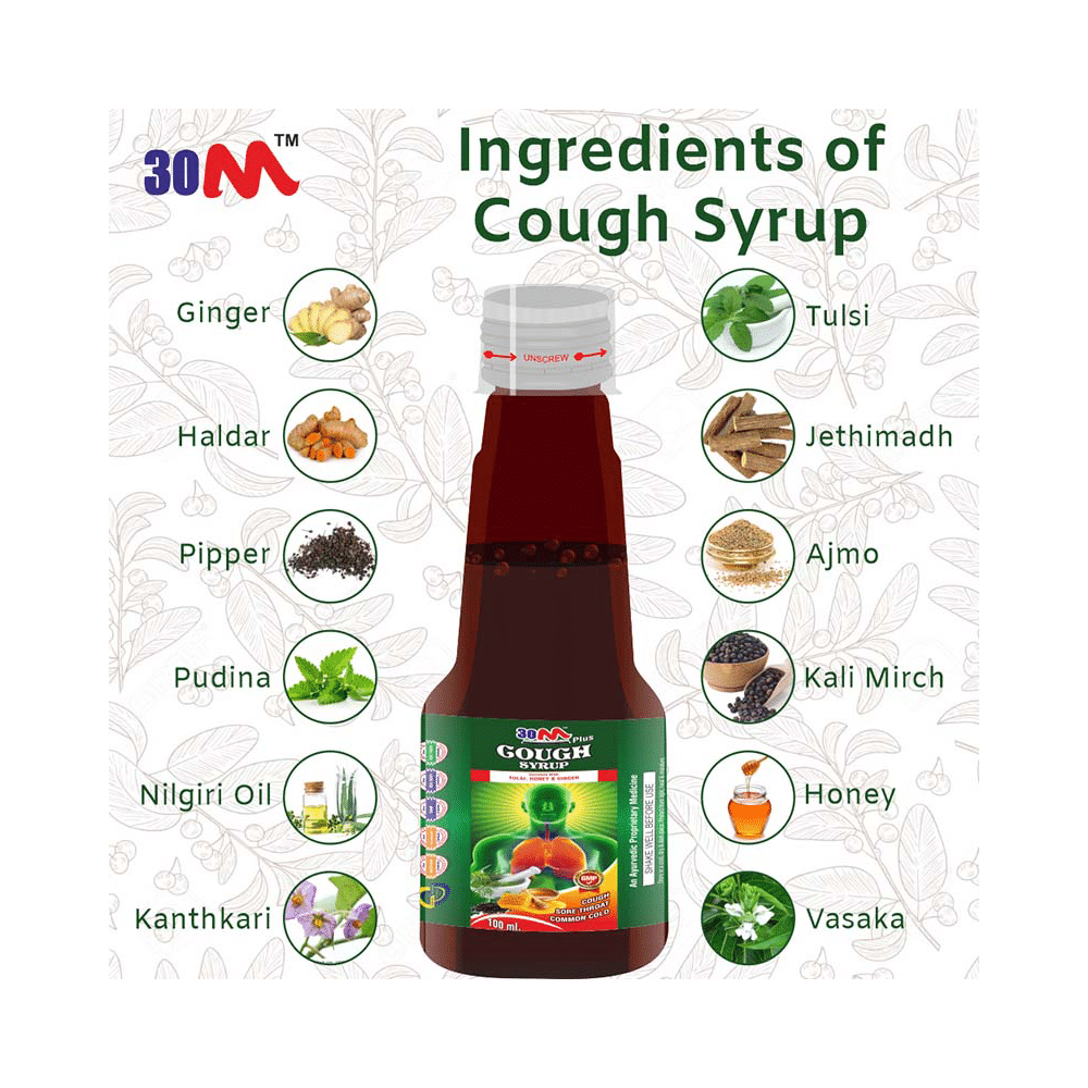 30M Plus Cough Syrup (100ml Each) Tulsi, Honey & Ginger - Image 7