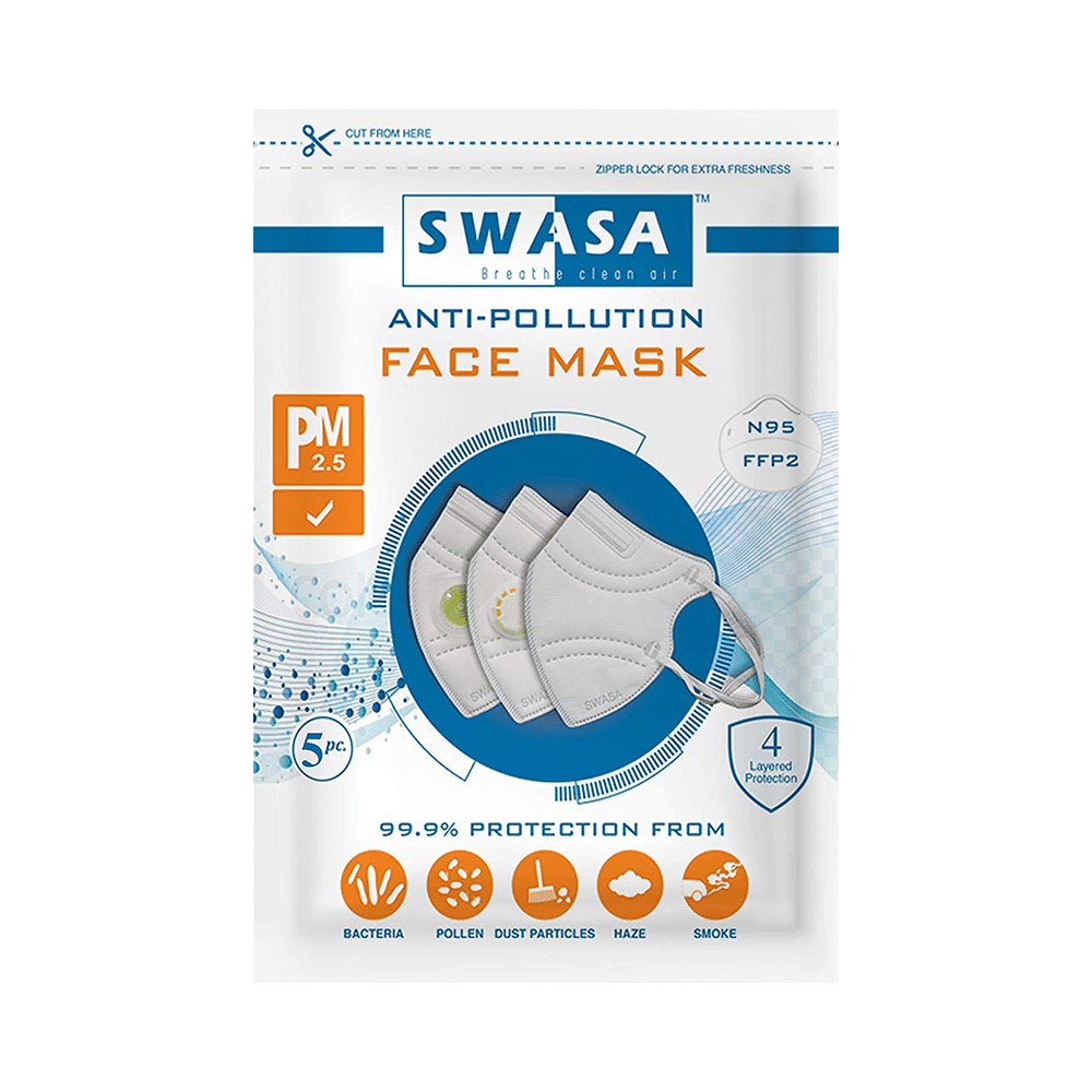 Swasa PM 2.5 N95 FFP2 Anti-Pollution Face Mask White - Image 3