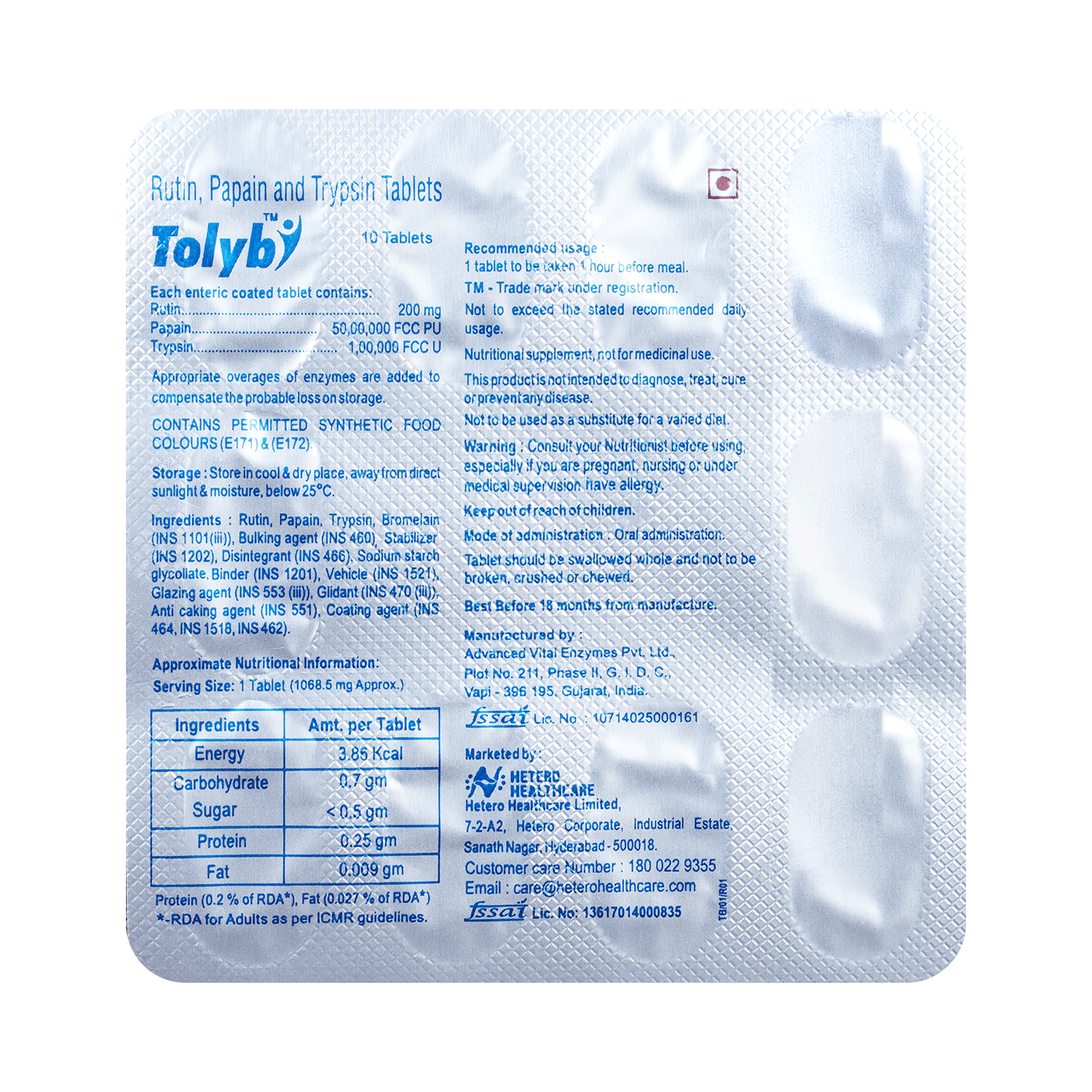 Tolyb Tablet with Rutin, Papain & Trypsin - Image 5