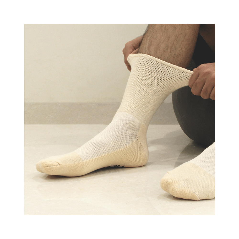 Heelium Diabetic Bamboo Socks Beige Free Size - Image 3