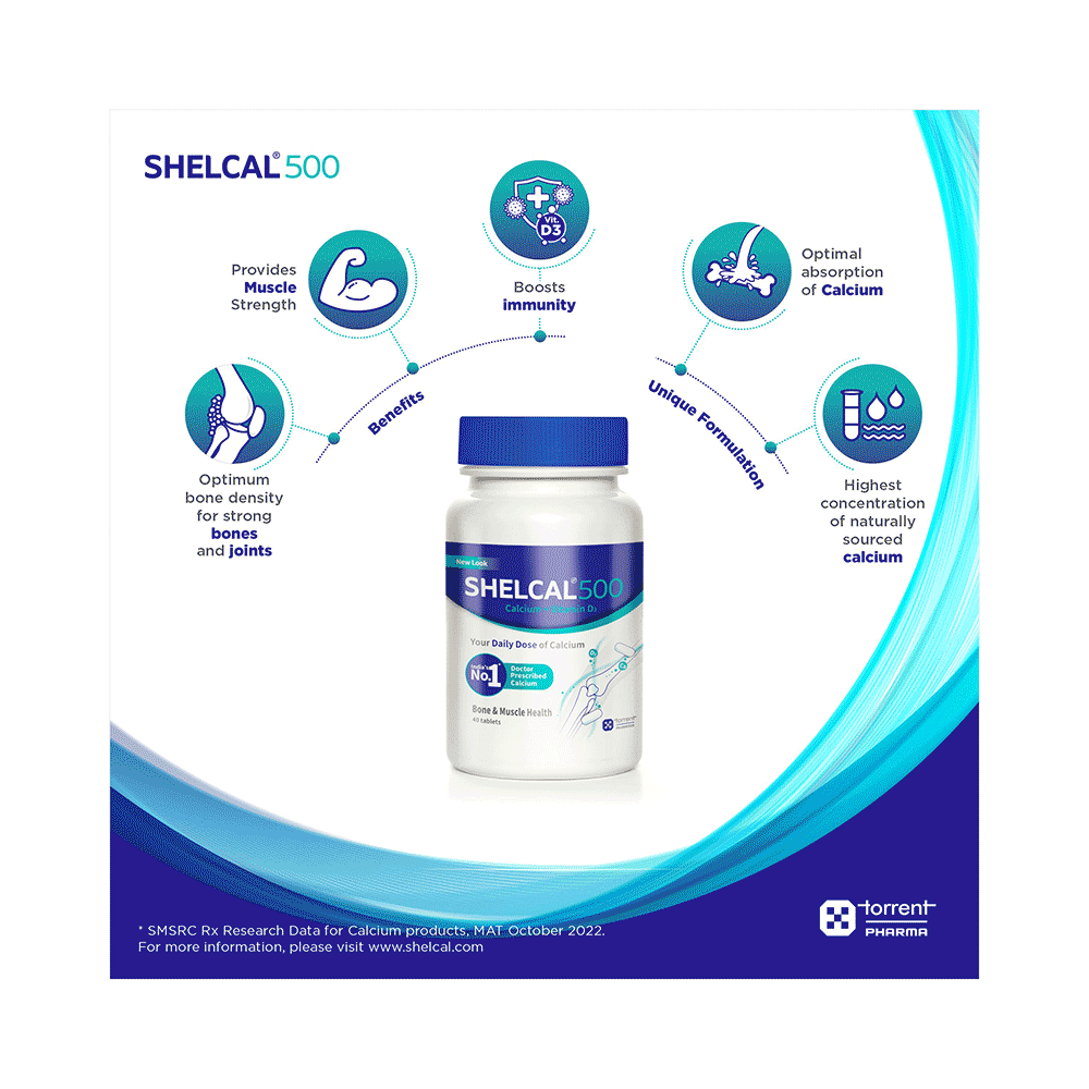 Shelcal 500 Calcium+Vitamin D3 Tablet | For Bones, Joints, Muscles & Immunity - Image 5