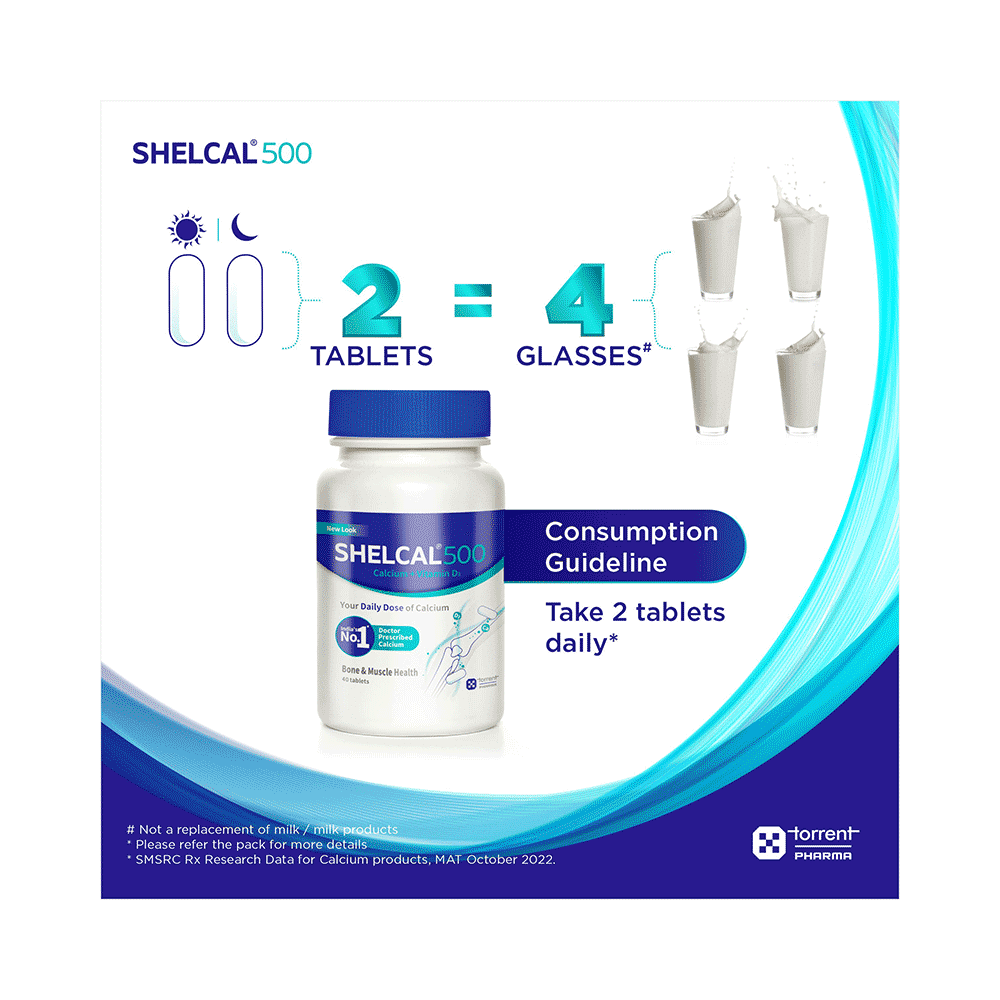 Shelcal 500 Calcium+Vitamin D3 Tablet | For Bones, Joints, Muscles & Immunity - Image 6