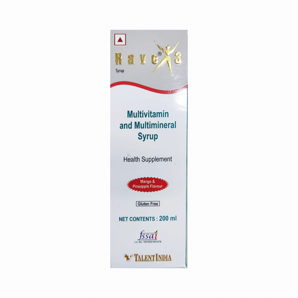 Rave 3 Syrup Pineapple Mango Gluten Free - Image 1