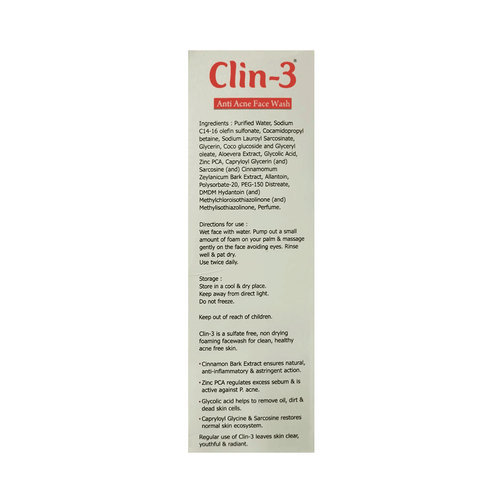 Clin - 3 Anti-Acne Face Wash | Sulphate-Free - Image 2