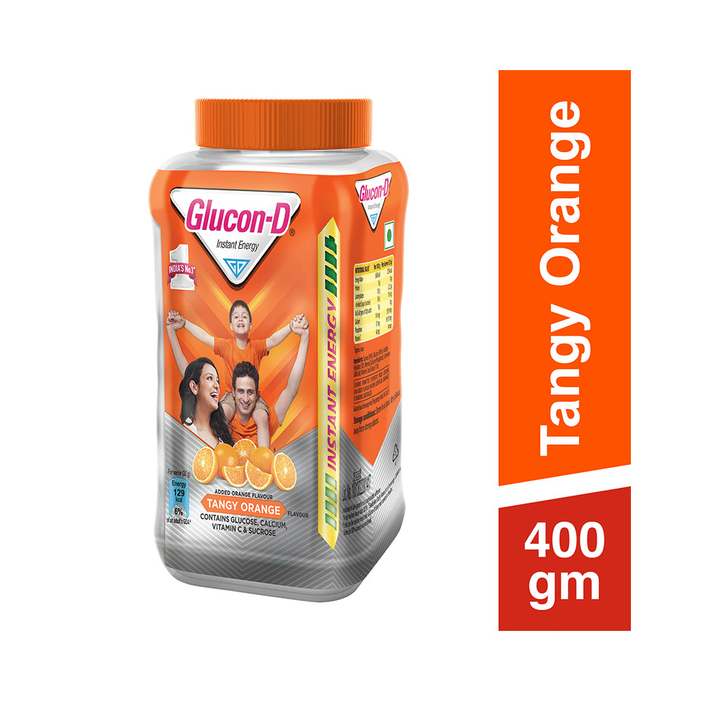 Glucon-D with Glucose, Calcium, Vitamin C & Sucrose | Nutrition Booster Tangy Orange - Image 2