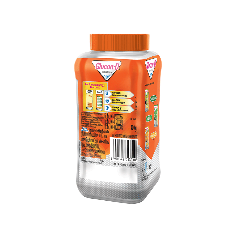 Glucon-D with Glucose, Calcium, Vitamin C & Sucrose | Nutrition Booster Tangy Orange - Image 3