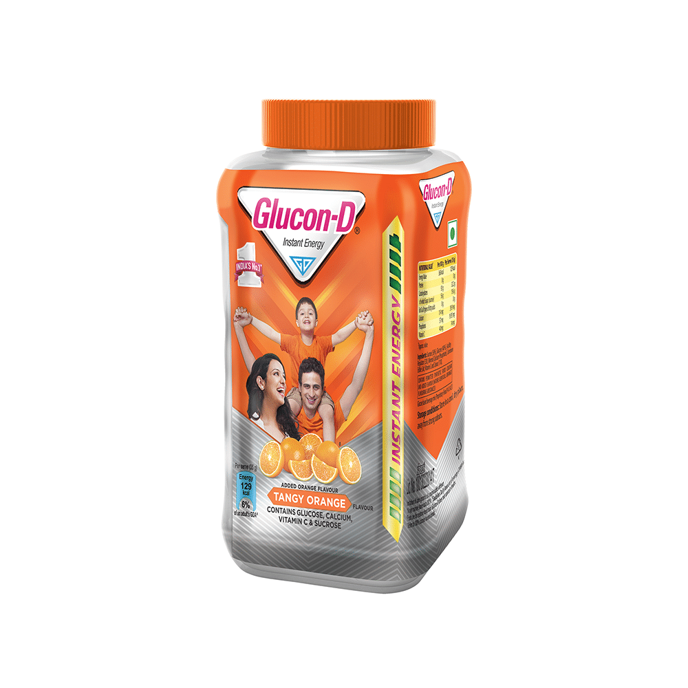 Glucon-D with Glucose, Calcium, Vitamin C & Sucrose | Nutrition Booster Tangy Orange