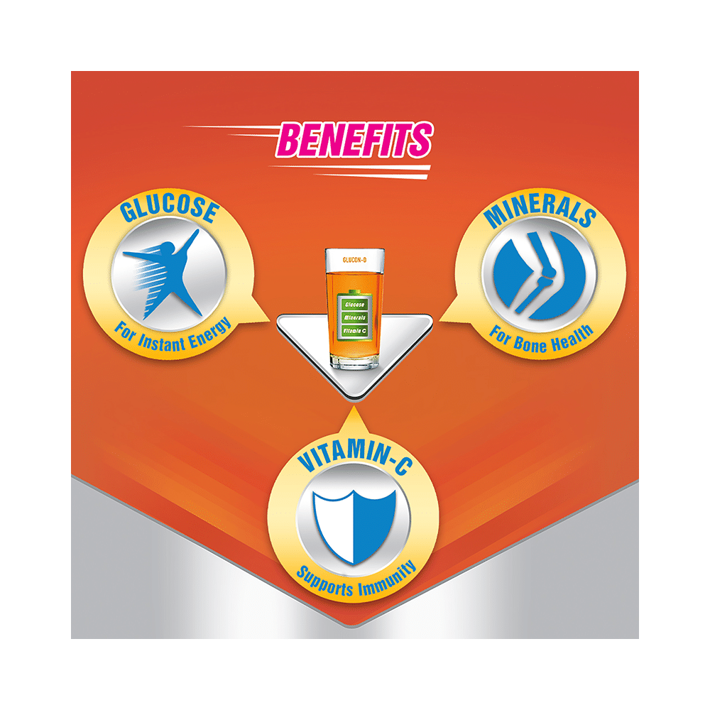 Glucon-D with Glucose, Calcium, Vitamin C & Sucrose | Nutrition Booster Tangy Orange - Image 6