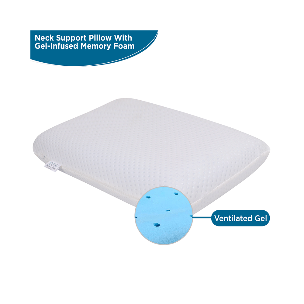 Sleepsia Ventilated Cervical Contour Memory Foam with Cooling Gel Pillow with Washable Cover White - Image 7