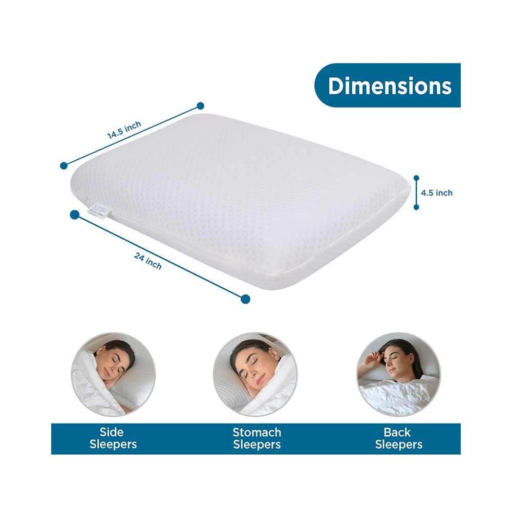 Sleepsia Ventilated Cervical Contour Memory Foam with Cooling Gel Pillow with Washable Cover White - Image 2
