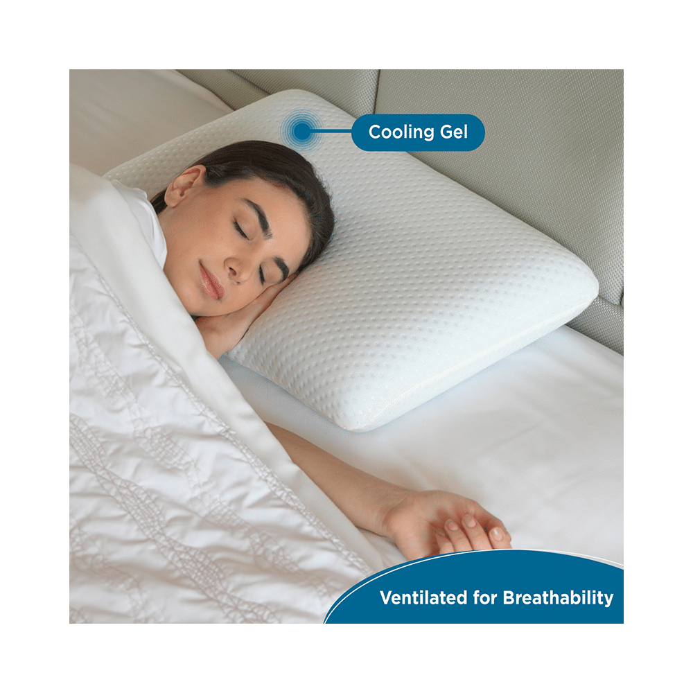 Sleepsia Ventilated Cervical Contour Memory Foam with Cooling Gel Pillow with Washable Cover White - Image 6