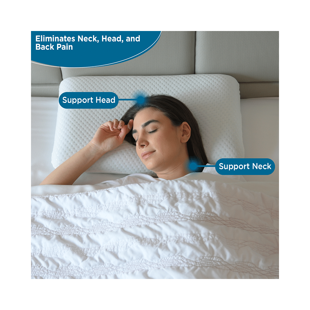 Sleepsia Ventilated Cervical Contour Memory Foam with Cooling Gel Pillow with Washable Cover White - Image 4