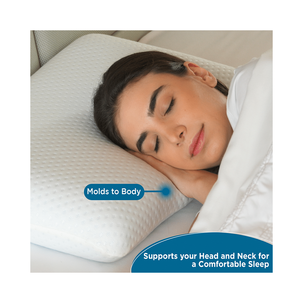 Sleepsia Ventilated Cervical Contour Memory Foam with Cooling Gel Pillow with Washable Cover White - Image 3