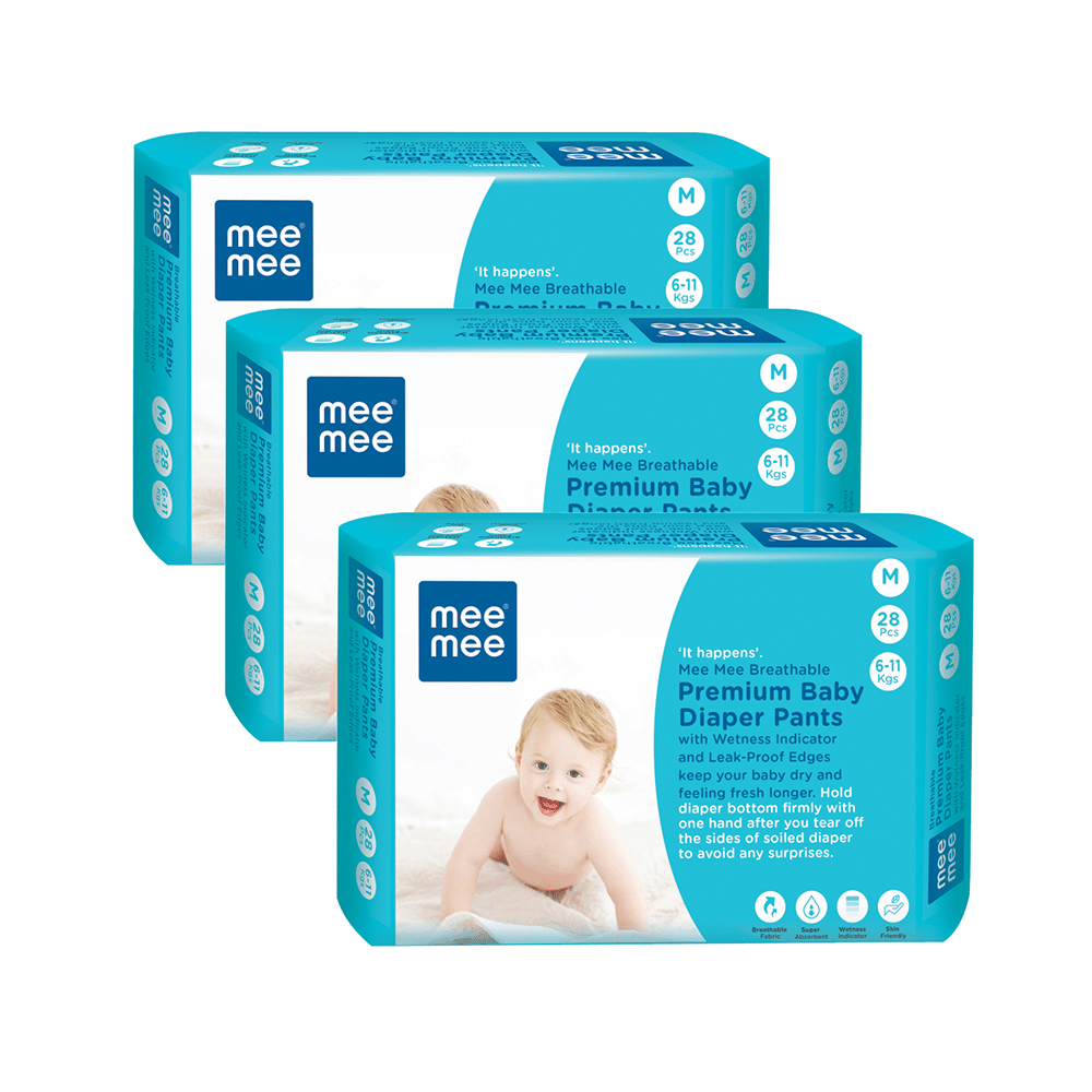 Mee Mee Breathable Premium Baby Diaper Pants with Wetness Indicator (28 Each) Medium - Image 1