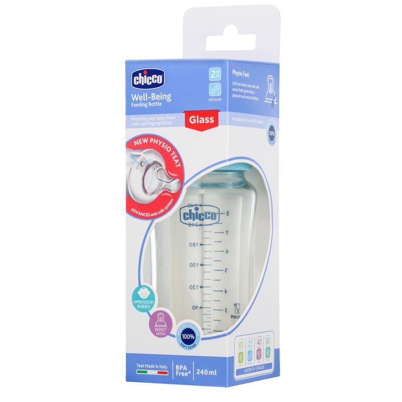 Chicco Well-Being Glass Feeding Bottle for 2M+ Medium - Image 1