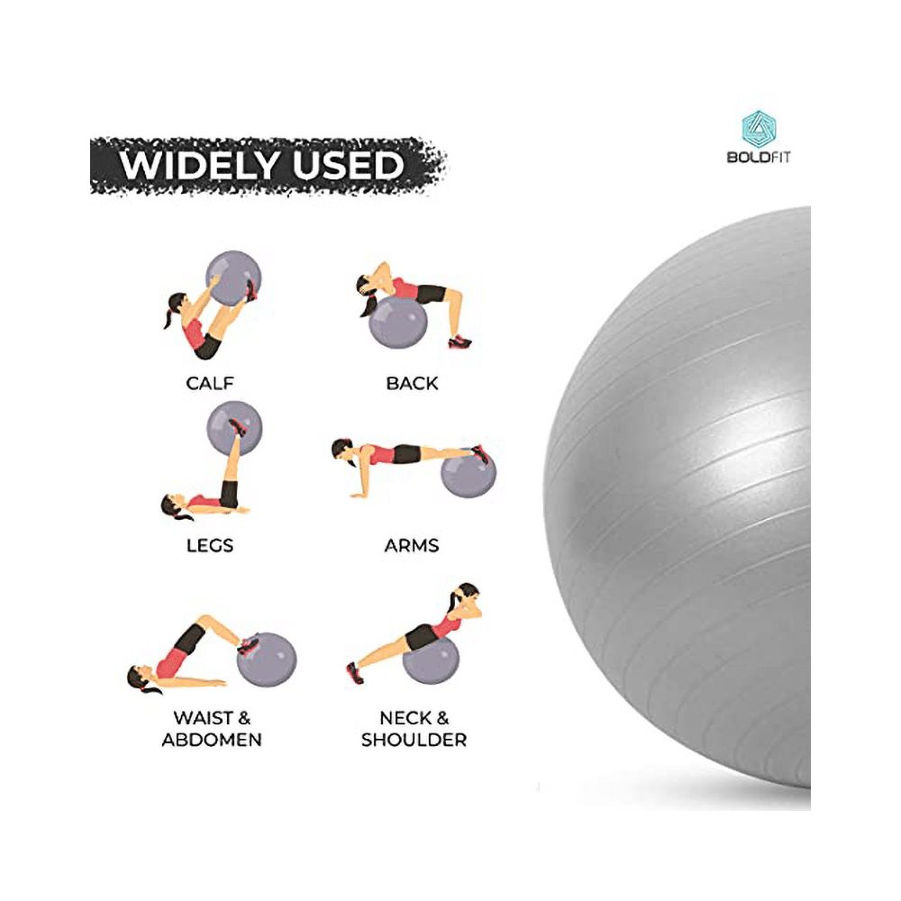 Healthtrek Anti Burst Gym/Yoga/Exercise/Swiss Ball 65cm Grey - Image 4