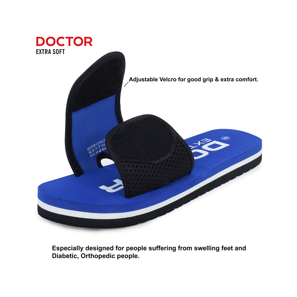 Doctor Extra Soft D 17 Orthopaedic and Diabetic Adjustable Strap Comfort Slippers for Women Blue 5 - Image 2