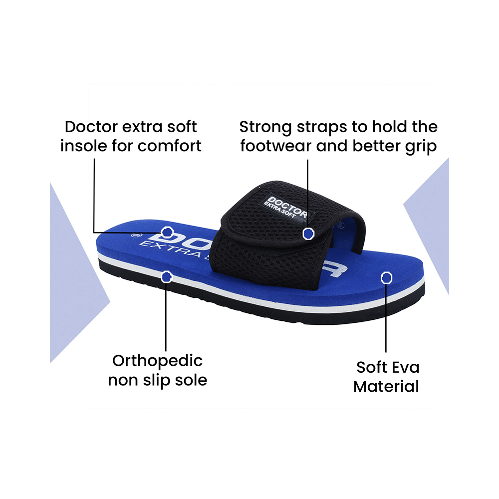 Doctor Extra Soft D 17 Orthopaedic and Diabetic Adjustable Strap Comfort Slippers for Women Blue 5 - Image 3