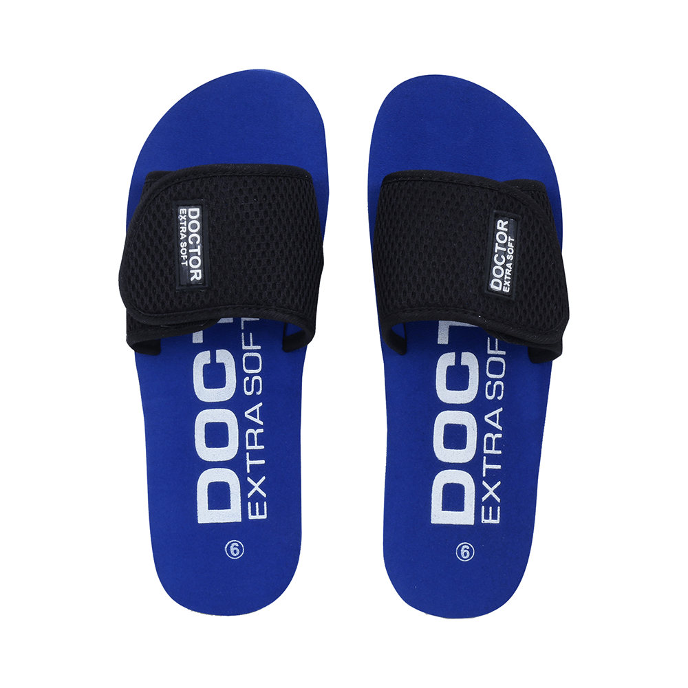 Doctor Extra Soft D 17 Orthopaedic and Diabetic Adjustable Strap Comfort Slippers for Women Blue 5 - Image 1