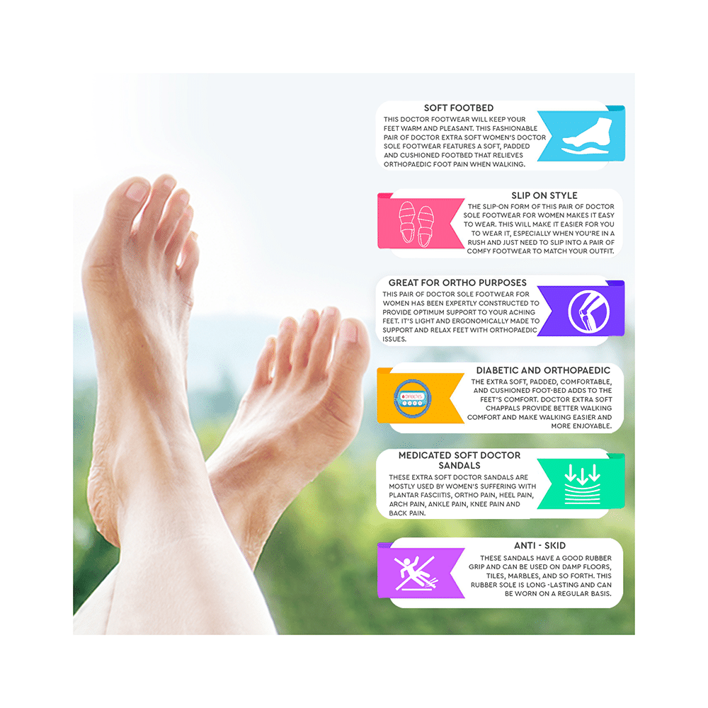 Doctor Extra Soft D 17 Orthopaedic and Diabetic Adjustable Strap Comfort Slippers for Women Blue 5 - Image 7