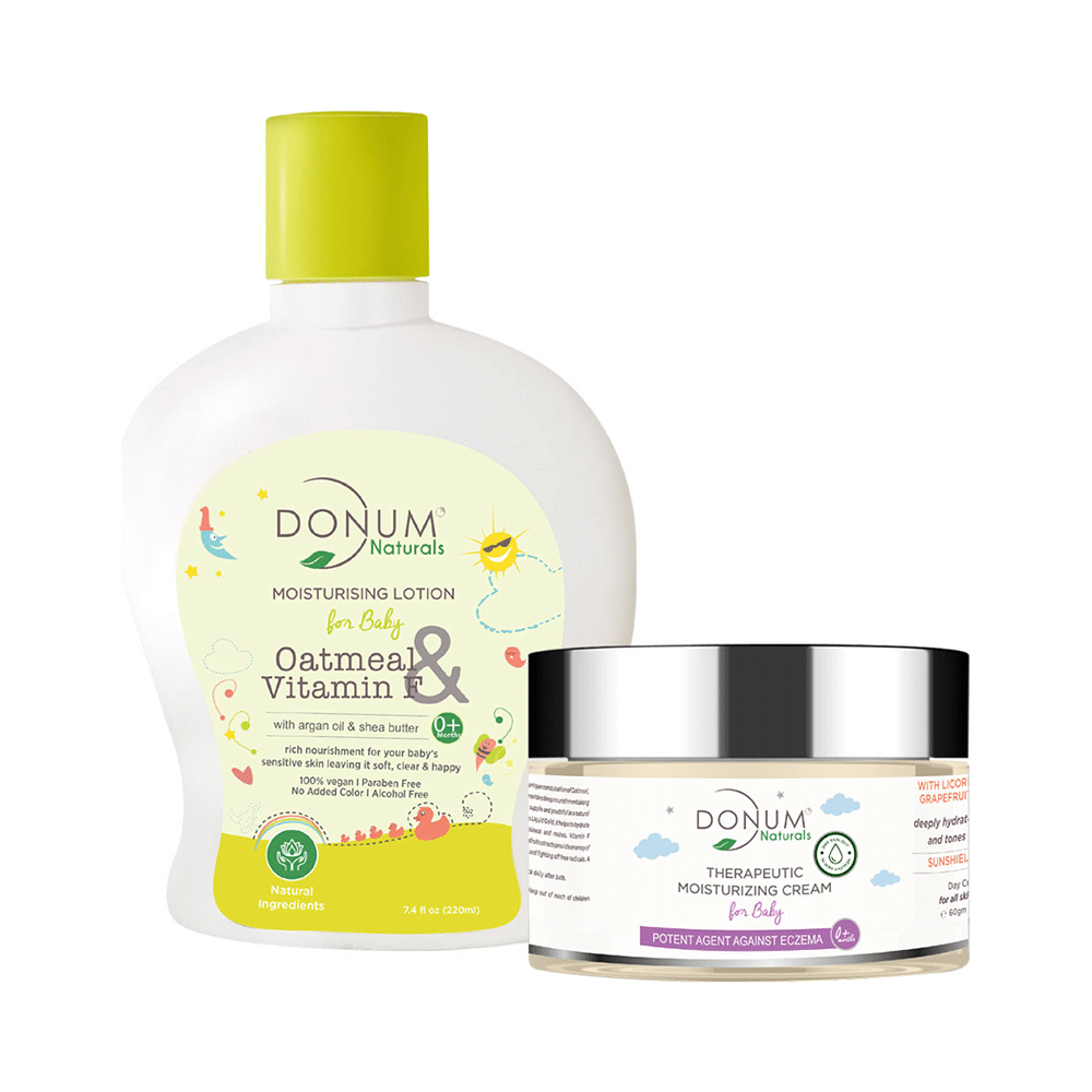 Donum Naturals Combo Pack of Oatmeal & Vitamin F Lotion and Therapeutic Moisturizing Cream for Baby