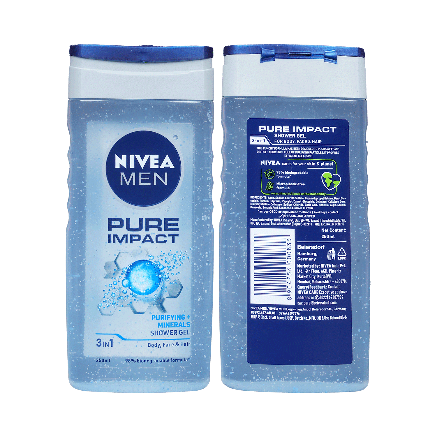 Nivea Men Shower Gel for Body, Skin & Hair | Pure Impact