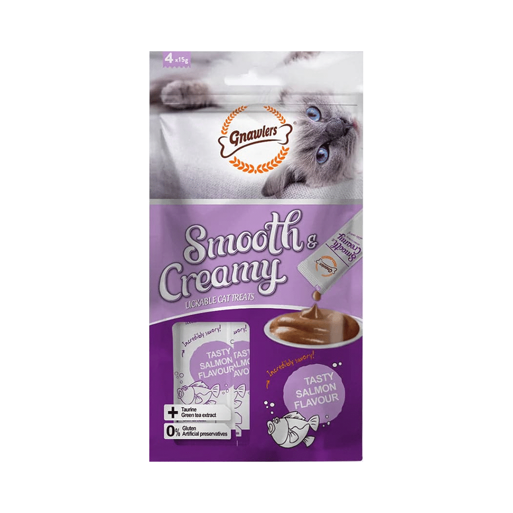 Gnawlers Smooth & Creamy Lickable Cat Treat (4Each) Tasty Salmon - Image 2