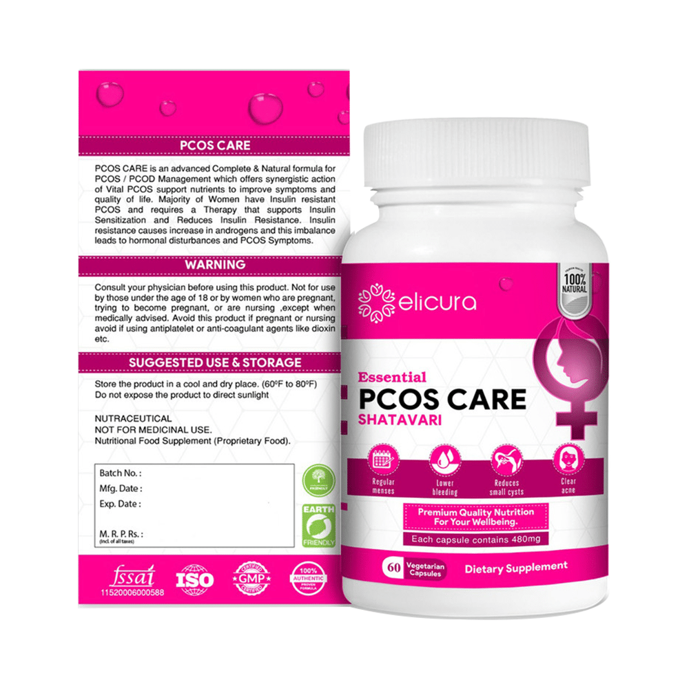 Elicura Essential PCOS Care Shatavari Vegetarian Capsule - Image 3
