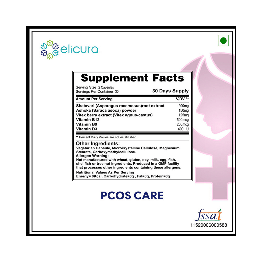Elicura Essential PCOS Care Shatavari Vegetarian Capsule - Image 4