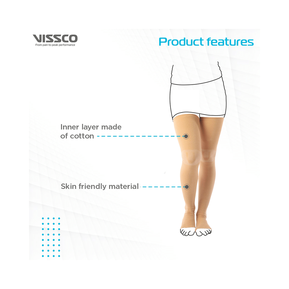 Vissco Anti Embolism Stocking, Thigh Length (Above Knee) to Improve Blood Circulation XXL Beige - Image 3