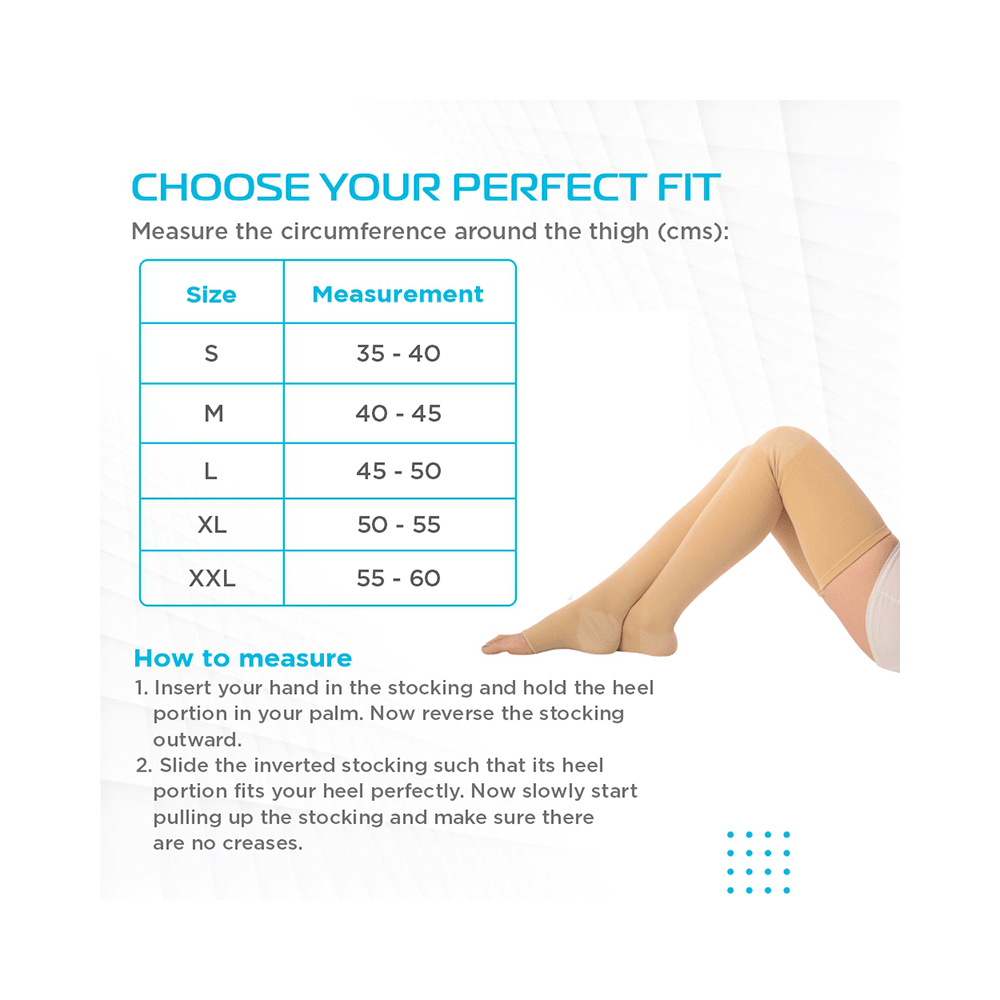 Vissco Anti Embolism Stocking, Thigh Length (Above Knee) to Improve Blood Circulation XXL Beige - Image 2