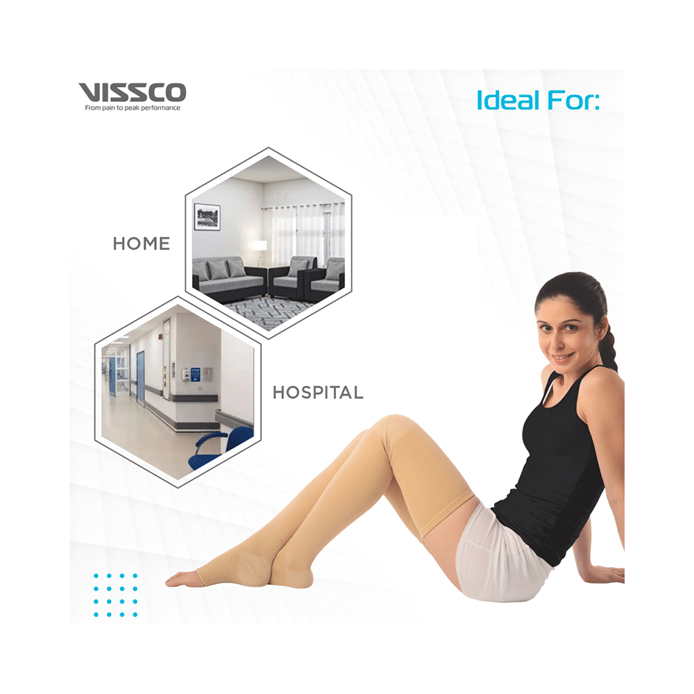 Vissco Anti Embolism Stocking, Thigh Length (Above Knee) to Improve Blood Circulation XXL Beige - Image 5