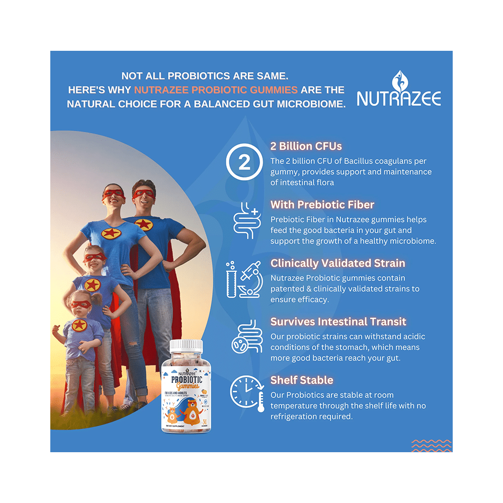 Nutrazee Probiotic Gummies for Kids and Adults No Added Sugar Orange - Image 3
