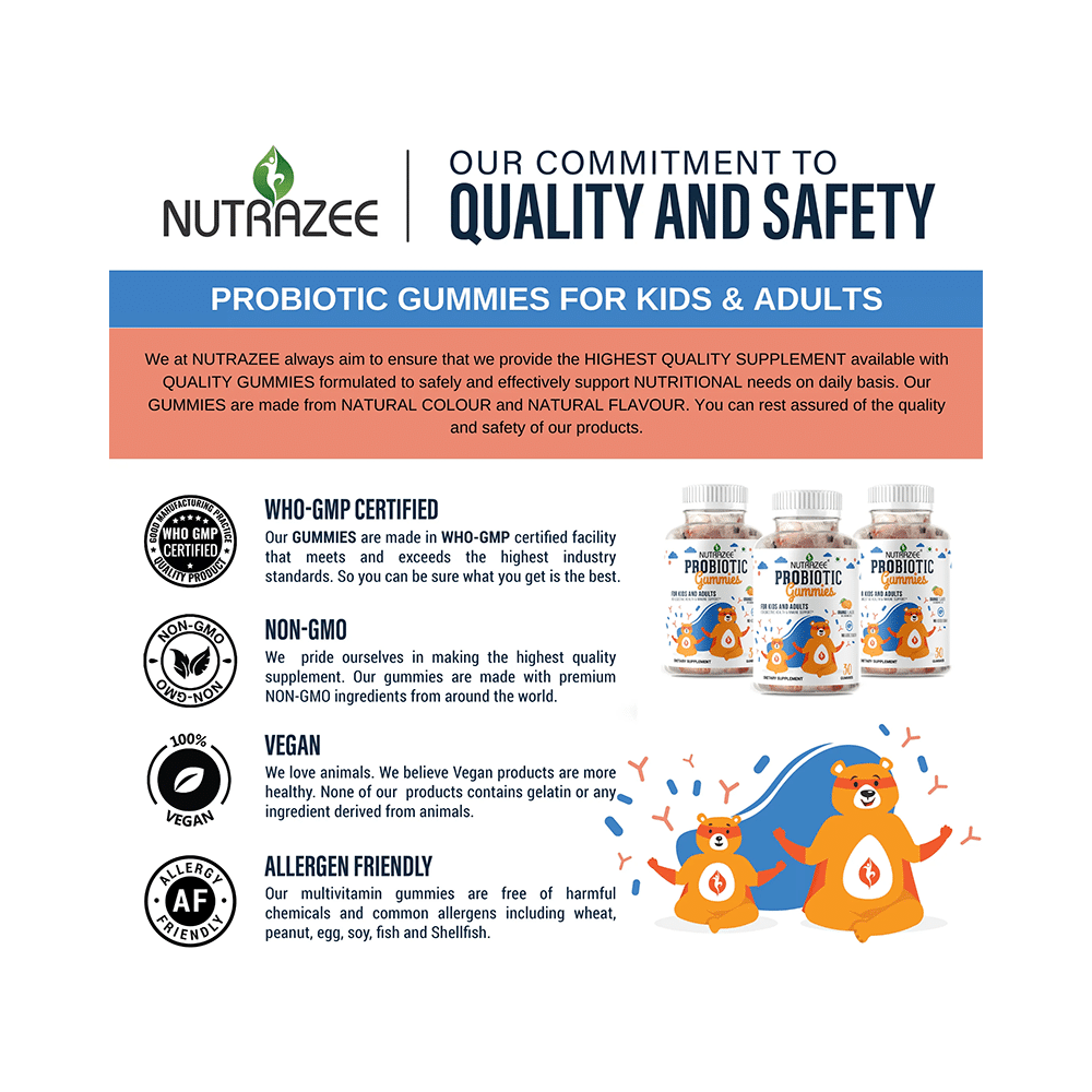 Nutrazee Probiotic Gummies for Kids and Adults No Added Sugar Orange - Image 6