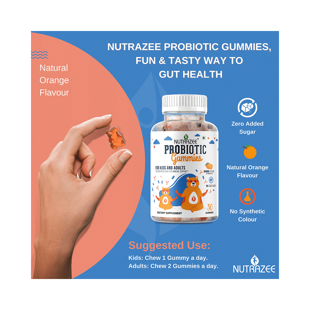 Nutrazee Probiotic Gummies for Kids and Adults No Added Sugar Orange - Image 4