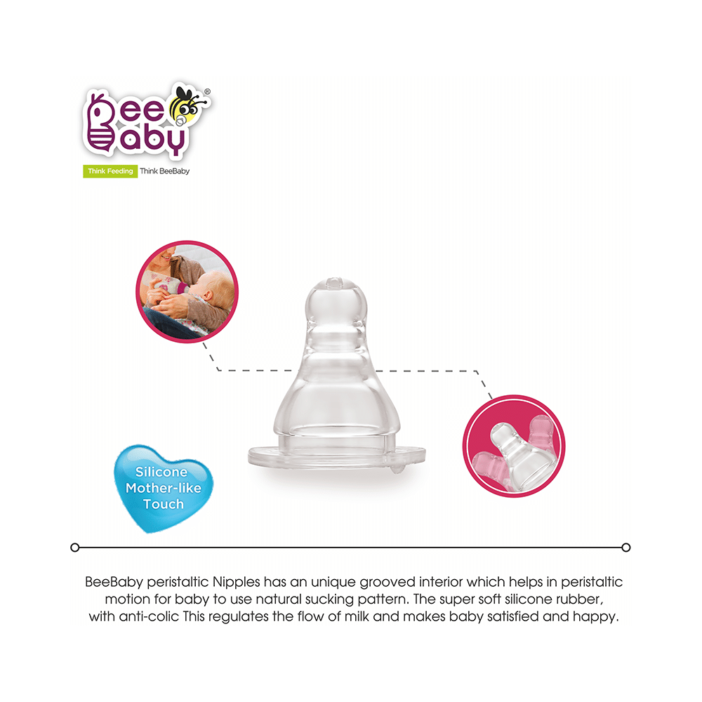 BeeBaby Basic Slim Neck Baby Feeding Bottle with Anti 8 Months+ Pink - Image 3