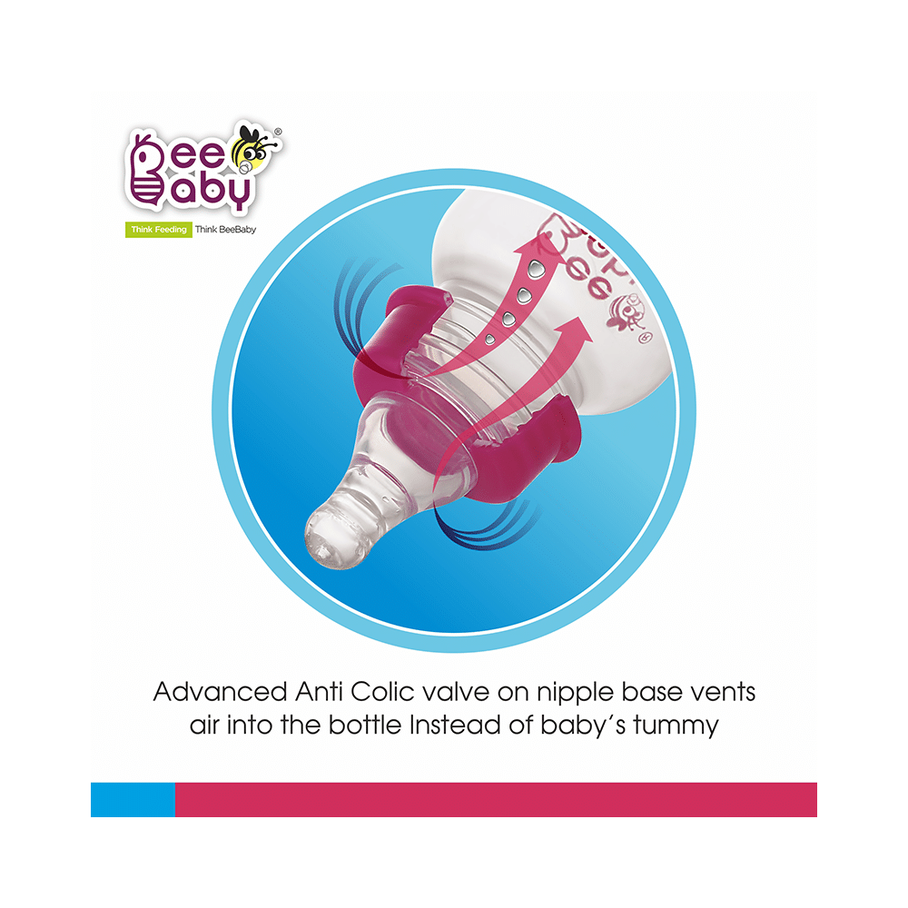 BeeBaby Basic Slim Neck Baby Feeding Bottle with Anti 8 Months+ Pink - Image 5