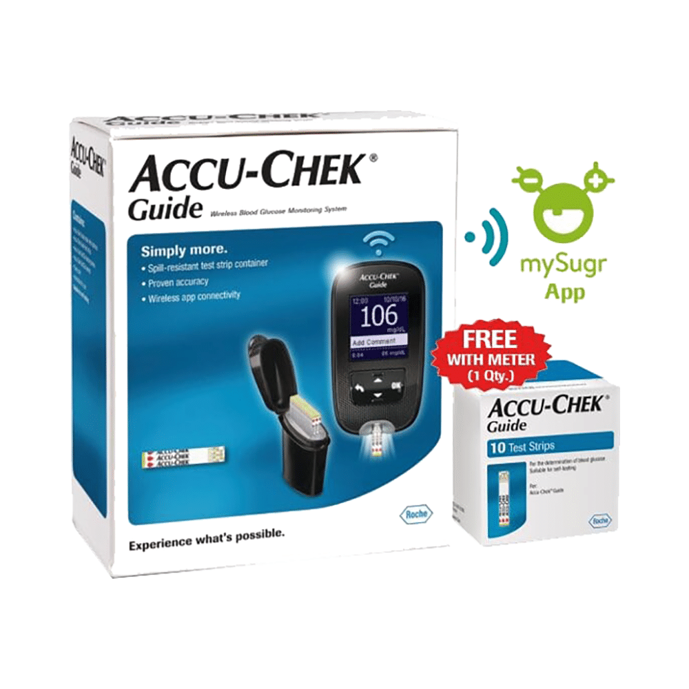 Accu-Chek Guide Wireless Blood Glucose Monitoring System Glucometer with 10 Test Strips Free | Diabetes Monitoring Devices | Blood Glucose Monitors