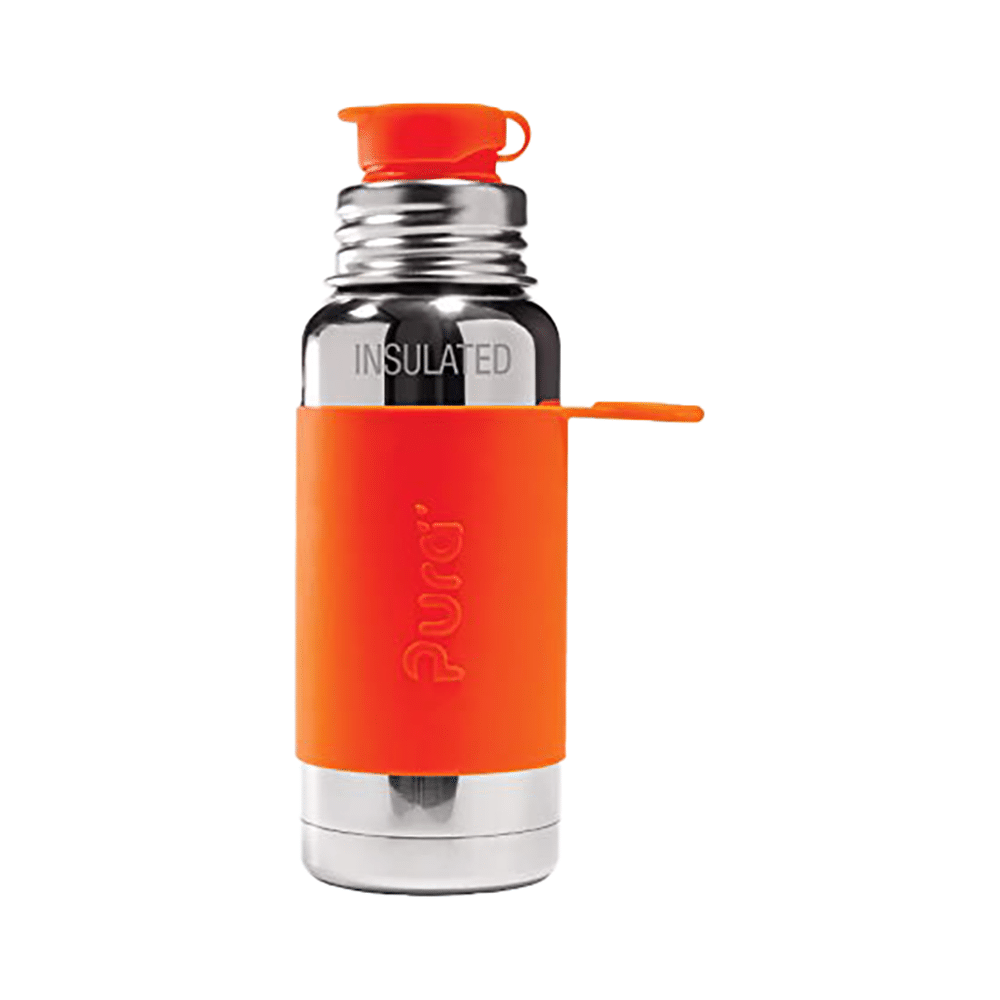 Pura Sport insulated Bottle with Sport Sleeve & Silicon Big Mouth Sport Top Orange
