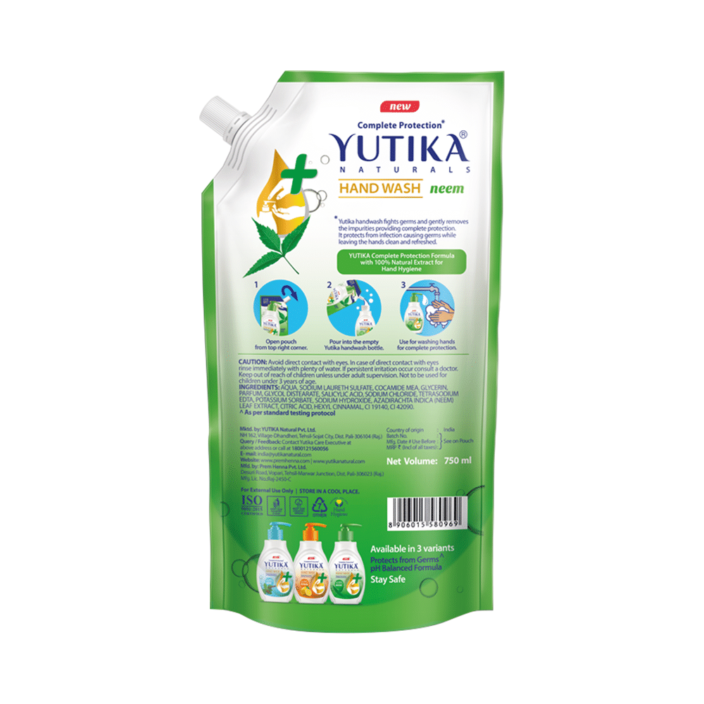 Yutika Naturals Complete Protection Hand Wash Neem Refill - Image 2