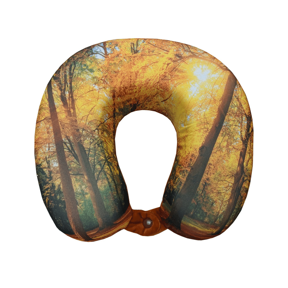 Viaggi Super Soft Memory Foam Neck Pillow Yellow Forest - Image 1