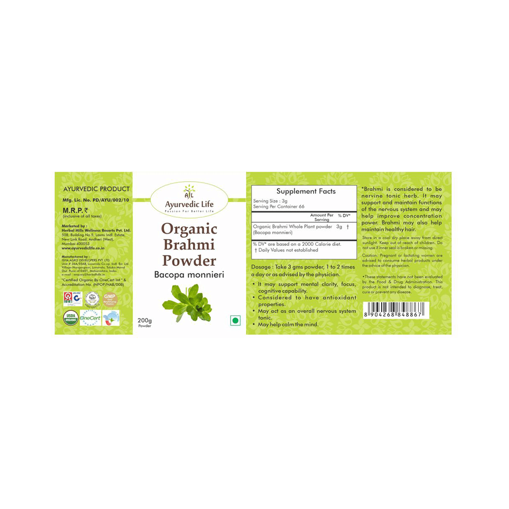 Ayurvedic Life Organic Brahmi Bacopa Monnieri Powder - Image 2