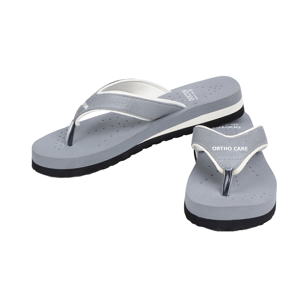 Doctor Extra Soft Ortho Care Orthopaedic Diabetic Pregnancy Comfort Flat Flipflops Slippers for Women Grey 6 - Image 3
