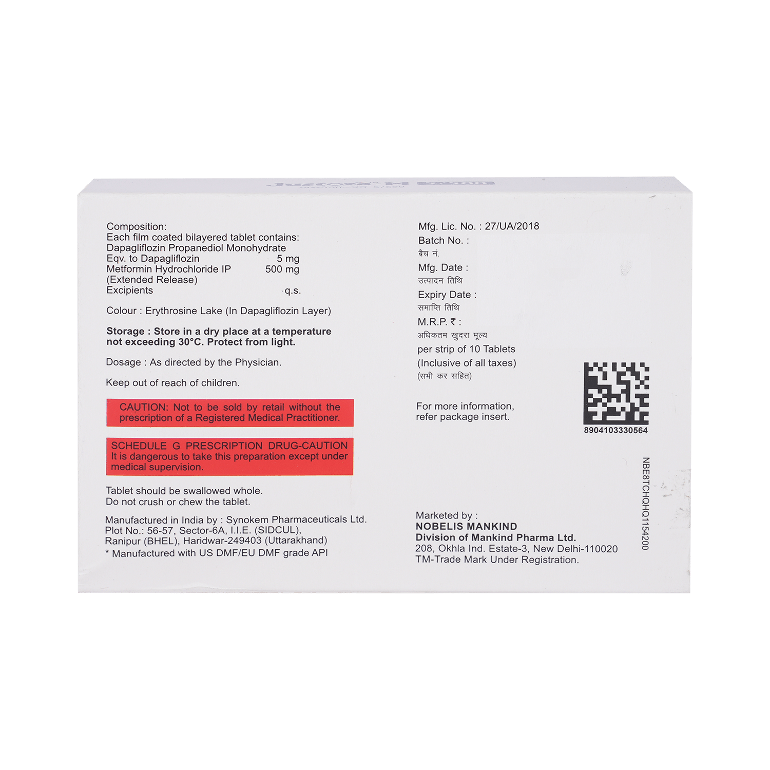 Justoza-M 5/500 Tablet ER - Image 3